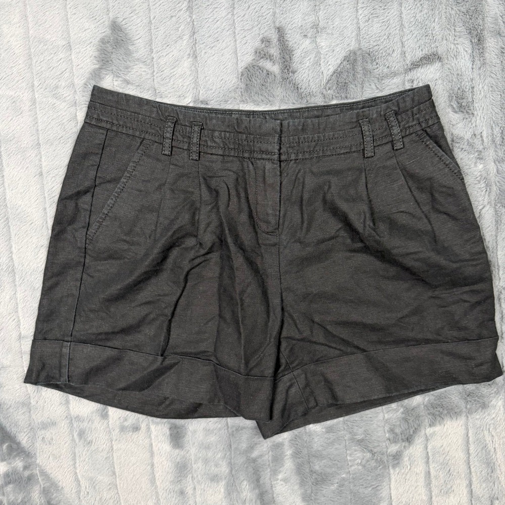 Express Design Studio Black Linen Cotton Blend Cuffed Shorts Size 2 RN 55285